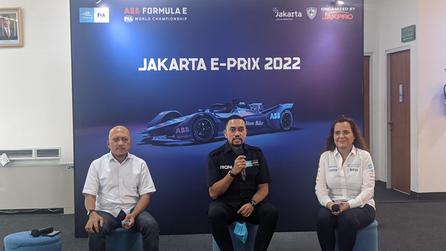 Jumpa pers pembelian tiket Formula E di Velodrome, Jakarta Timur, Rabu (27/4/2022). Foto: Jonathan Devin/kumparan