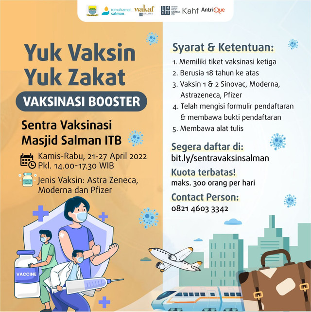 Poster publikasi vaksinasi booster di Masjid Salman ITB.
