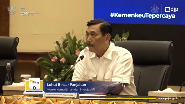 Menteri Koordinator Bidang Kemaritiman dan Investasi, Luhut Binsar Panjaitan dalam Acara Pelaporan SPT Tahunan oleh Pejabat Negara. Foto: YouTube/ Direktorat Jenderal Pajak
