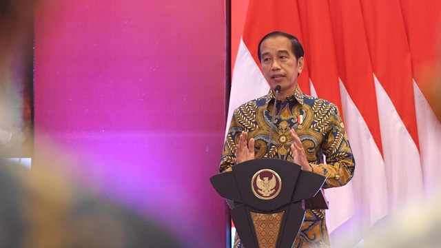 Presiden Jokowi di Acara Penandatanganan Perjanjian oleh Indonesia Investment Authority (INA) Tahun 2022, di Gedung Djuanda I Kementerian Keuangan, Kamis (14/4/2022). Foto: Lukas/Biro Pers Sekretariat Presiden