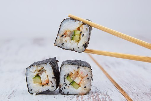 Ilustrasi makanan oriental. F