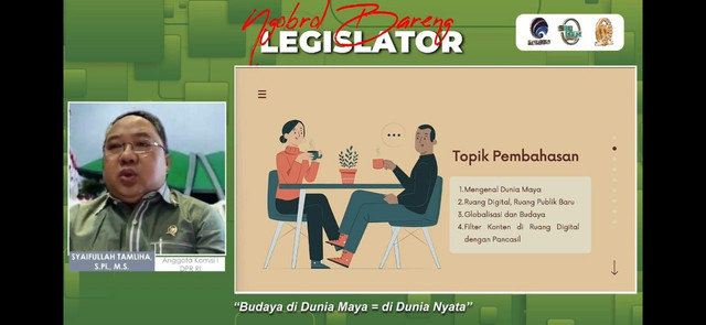 Anggota Komisi I DPR RI, Syaifullah Tamliha, dalam Webinar Series: Ngobrol bareng Legislator. Foto: tangkapan layar