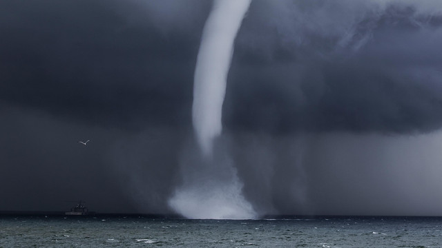 Ilustrasi fenomena cuaca puting beliung waterspout. Foto: Minerva Studio/Shutterstock