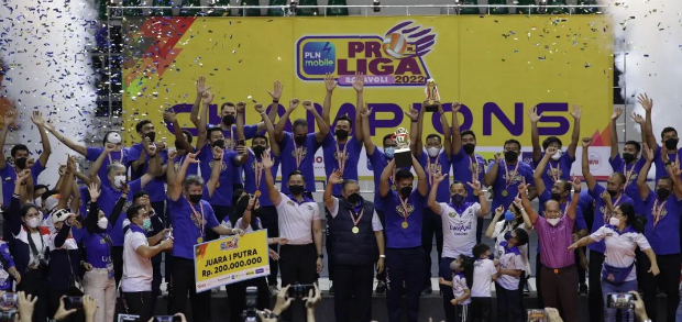 Bogor LavAni merayakan gelar juara Proliga 2022. Sumber: Instagram/dony_haryono