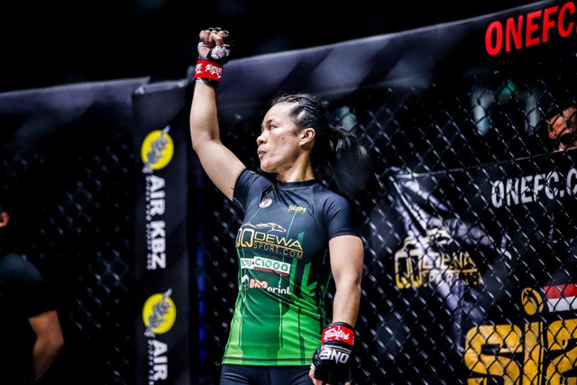 Priscilla Hertati jelang berlaga menghadapi atlet Tiongkok Meng Bo pada 2020 silam. Foto: ONE Championship