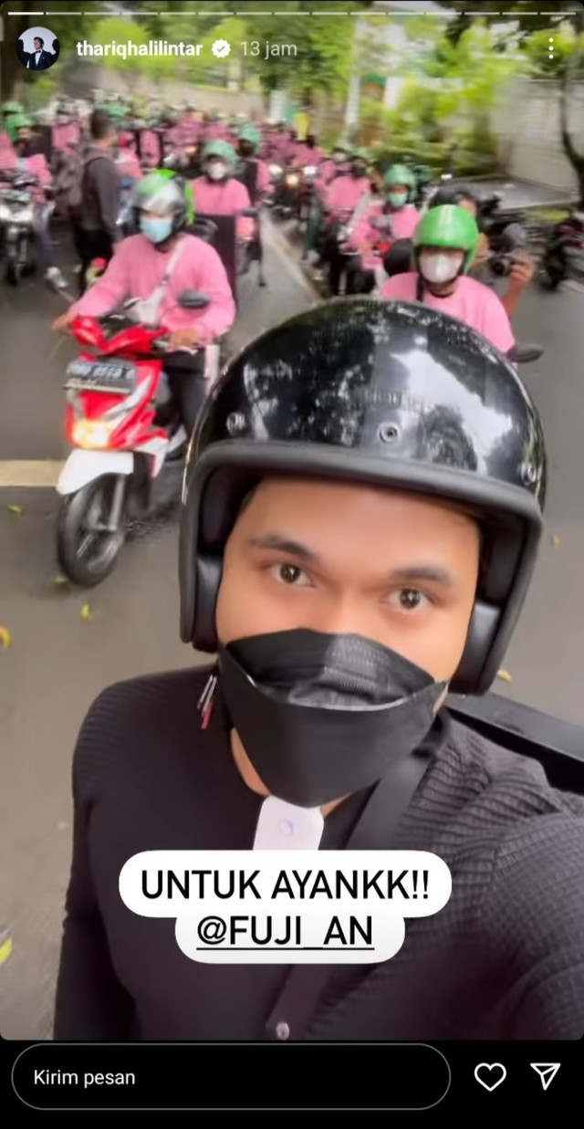 Fuji dapat kejutan Valentine dari Thariq Halilintar. Foto: Instagram/@thariqhalilintar