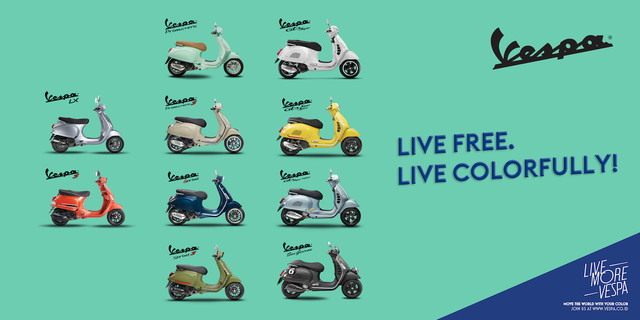Pilihan warna baru line-up Vespa 2022. Foto: PT Piaggio Indonesia