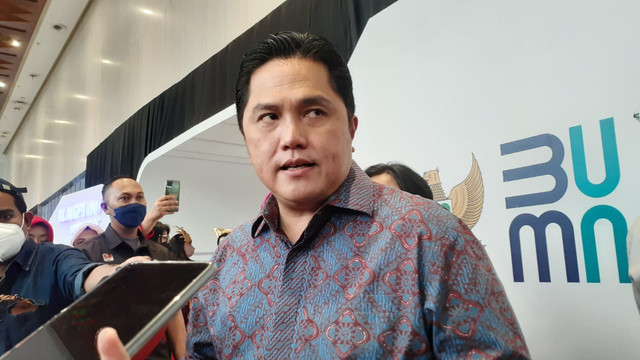 Menteri BUMN Erick Thohir di Telkom Landmark Tower, Kamis (21/4/2022). Foto: Fariza Rizky Ananda/kumparan