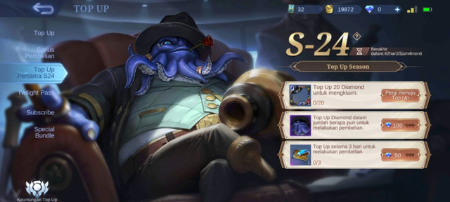 Top Up Diamond Season 24. (Foto: Tangkapan Layar di Game Mobile Legends)