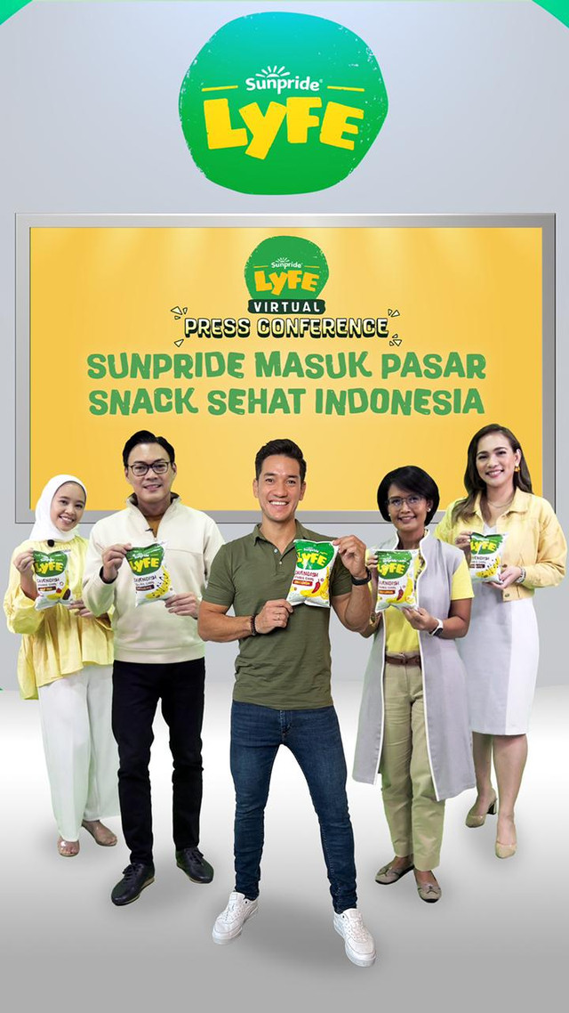 Peluncuran virtual snack pisang Sunpride. Foto: Dok. Sunpride