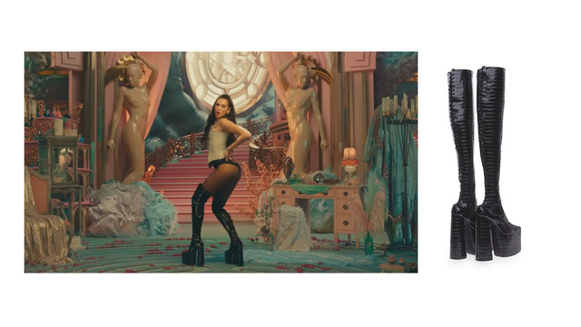 Dua Lipa saat Pakai Boots Karya Desainer Indonesia, Harry Halim, di Video Klip Sweetest Pie. Foto: YouTube/Megan Thee Stallion & Dok. harryhalim