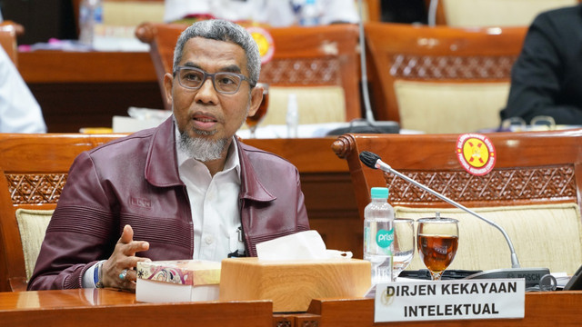 Plt Dirjen Kekayaan Intelektual (KI) Kemenkumham Razilu saat Rapat Dengar Pendapat dengan Komisi III DPR di Gedung Nusantara II, Jakarta, Kamis (31/3).  Foto: DJKI Kemenkumham