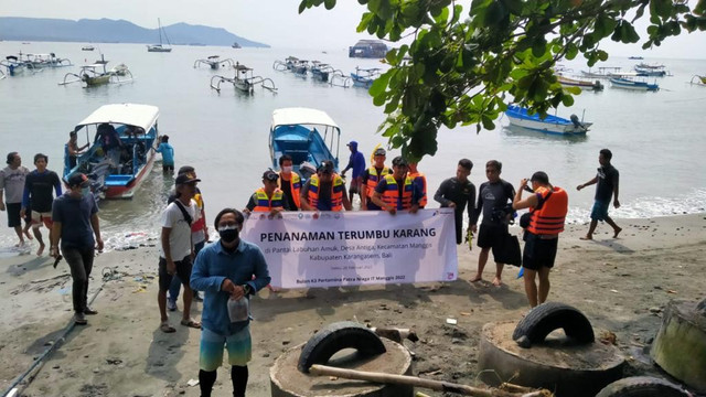 Penanaman terumbu karang di Desa wisata seni budaya dan bahari (Dewata Asri) di Karangasem, Bali - IST