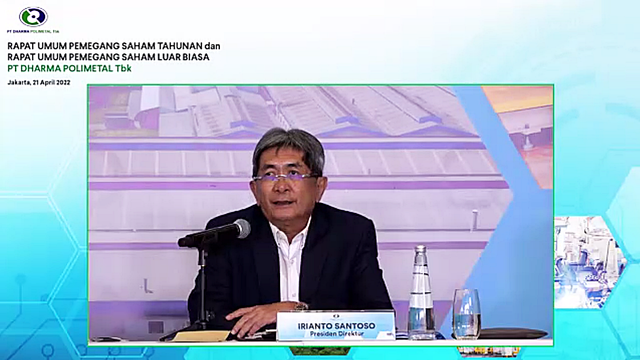 Presiden Direktur DRMA, Irianto Santoso dalam Virtual Press Conference RUPST Dharma Polimetal Tbk Tahun 2021, Kamis (21/4). Foto: Narda Margaretha Sinambela/kumparan