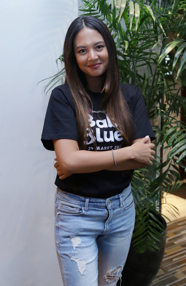 Aurelie Moeremans saat hadir di konferensi pers Babby Blues di Epicentrum Kuningan, Jakarta, Jumat (18/3/2022). Foto: Agus Apriyanto