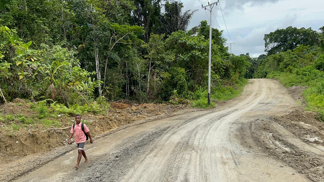 Jalan menuju kampung-kampung di Distrik Arguni Bawah, Kab Kaimana, Papua Barat. Foto: Retyan Sekar Nurani/kumparan