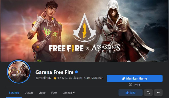 Free Fire Garena di Facebook. (Foto: Tangkapan Layar pada Aplikasi Facebook)