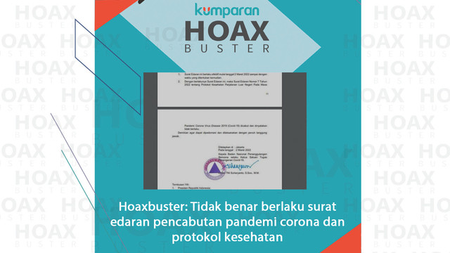 Hoaxbuster: Tidak benar berlaku surat edaran pencabutan pandemi corona dan protokol kesehatan
dok ist Foto: Dok. Istimewa
