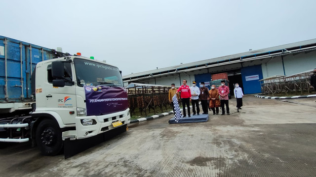  Presiden Republik Indonesia Joko Widodo melepaskan ekspor 126 ton biji pinang. (Foto: Jambikita)