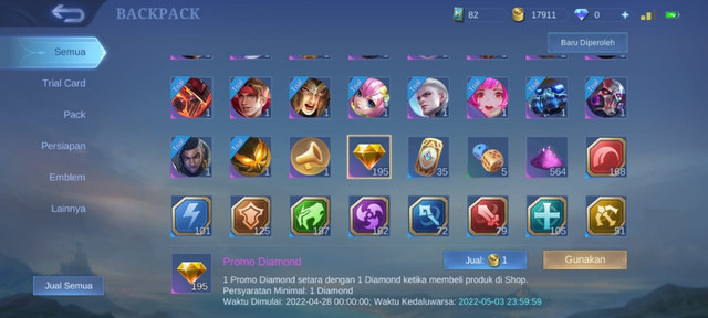 Diamond Kuning di Mobile Legends. (Foto: Tangkapan Layar di Game Mobile Legends) 