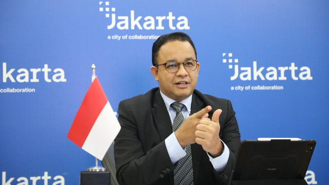 Gubernur DKI Jakarta Anies Baswedan dalam forum diskusi internasional bertajuk Transforming Transportation Conference: Climate-Centered Mobility for A Sustainable Recovery, Kamis (17/2). Foto: PPID DKI Jakarta