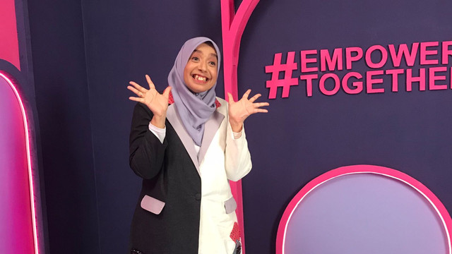 Komedian Sakdiyah Ma'ruf dalam acara Women in Comedy: Mendobrak Batasan lewat Komedi pada Jumat (25/03/2022). Foto: Judith Aura/kumparan