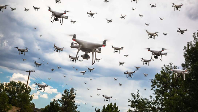300 drone penuhi langit Dallas buat bikin kode QR. Foto: Andy Dean Photography/Shutterstock