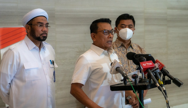Kepala Staf Kepresidenan (KSP) Moeldoko saat konferensi pers terkait pencatutan KSP untuk sumbangan, Rabu (6/4/2022). Foto: KSP