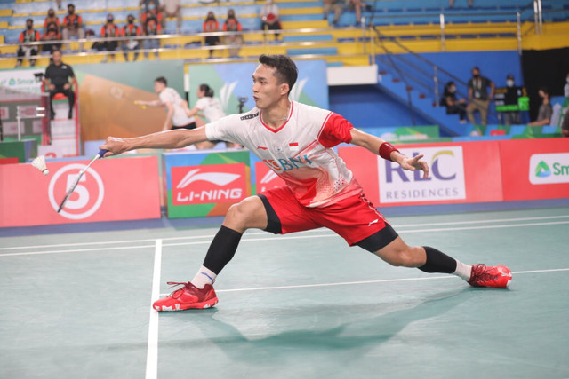 Jonatan Christie dalam ajang Badminton Asia Championships (BAC) 2022 yang diselenggarakan di Manila, Filipina. Foto: Dok PBSI