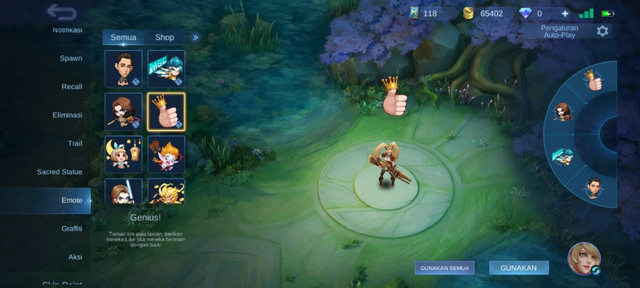 Fitur Emote Thumbs Up. (Foto: Tangkapan Layar di Game Mobile Legends)