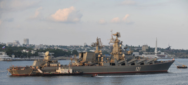 Kapal Penjelajah Rudal Moskva milik Rusia. Foto: AFP