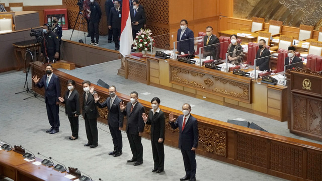 Rapat Paripurna Laporan Komisi XI DPR RI atas Fit and Proper Test Calon Anggota Dewan Komisioner Otoritas Jasa Keuangan Periode 2022-2027, Selasa (12/4/2022). Foto: Iqbal Firdaus/kumparan