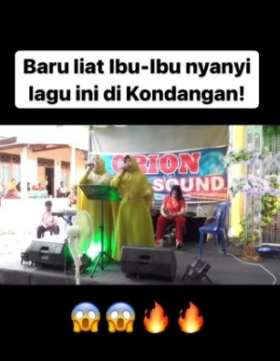 Momen emak-emak sukses membius penonton kondangan saat menyanyikan lagu rock She's Gone dari band legendaris Steelheart. (Foto: Instagram/@humorserius).