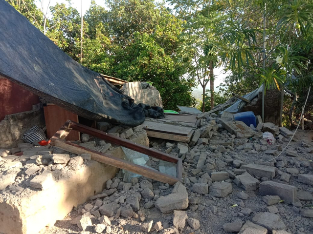 Rumah yang rusak akibat gempa di Bali - dok. BPBD Bali
