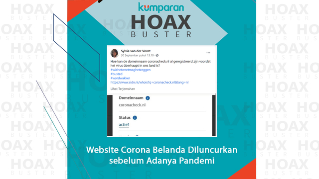 Hoaxbuster: Website Corona Belanda Diluncurkan sebelum Adanya Pandemi Foto: kumparan