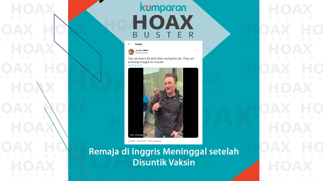 Hoaxbuster: Remaja di Inggris Meninggal setelah Disuntik Vaksin. Foto: kumparan