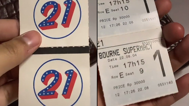Gadis ini temukan tiket bioskop belasan tahun silam. (Foto: @thepiewholovedme/TikTok)