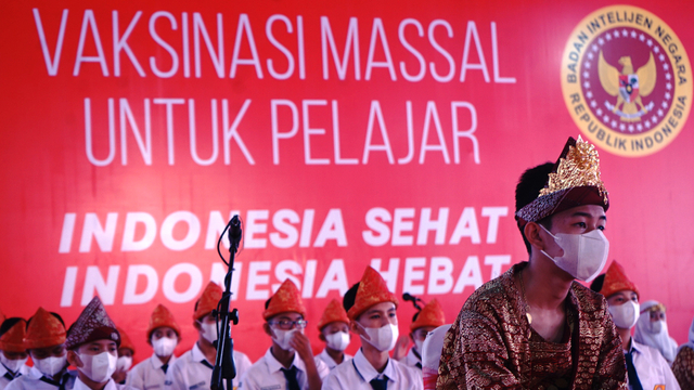 Pelajar di palembang temu virtual Presiden RI usai vaksinasi, Selasa (19/10) Foto: Abp/Urban Id