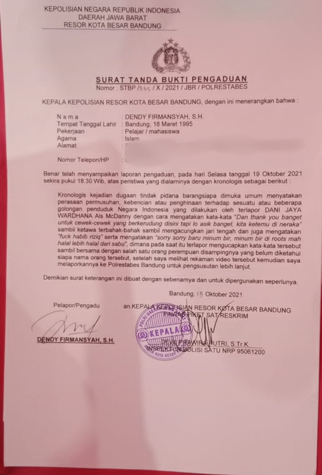 Komika Danny Jaya Wardhana atau dikenal McDanny diadukan ke polisi oleh Ormas Pembela Kesatuan Tanah Air (Pekat) terkait ucapan yang diduga mengandung unsur kebencian atau penghinaan. Foto: Dok. Istimewa