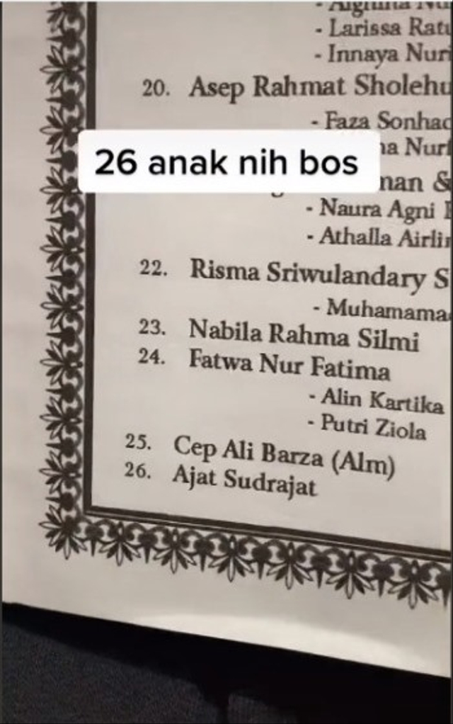 Viral seorang pria memiliki anak sebanyak 26 orang. (Foto: TikTok @zal)