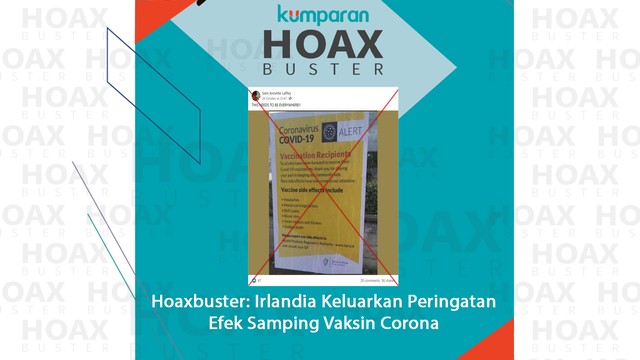 Hoaxbuster: Irlandia Keluarkan Peringatan Efek Samping Vaksin Corona Foto: factcheck.afp