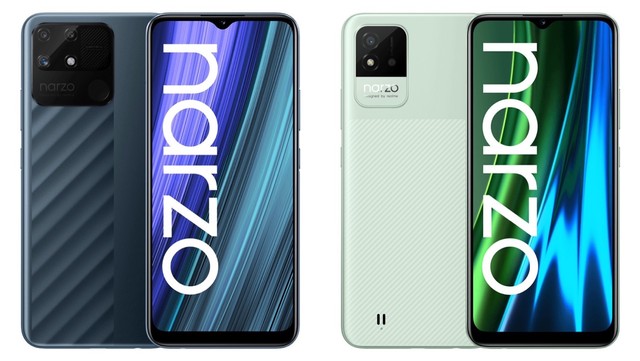 Realme Narzo 50A (kiri) dan Narzo 50i (kanan). Foto: Realme