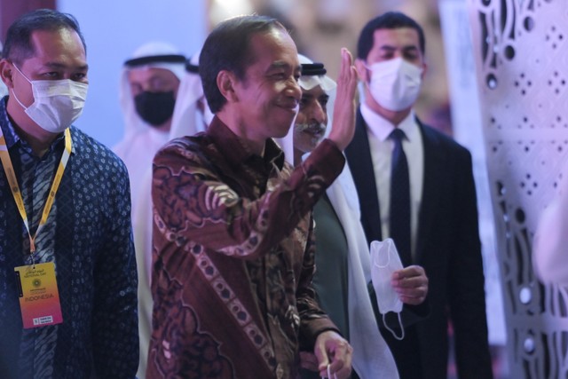 Presiden Joko Widodo menghadiri National Day Indonesia di Expo 2020 Dubai, Dubai, Uni Emirat Arab. Foto: ANTARA FOTO/Hafidz Mubarak A