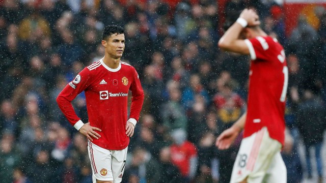 Pemain Manchester United Cristiano Ronaldo saat melawan Manchester City pada pertandingan Liga Inggris di Old Trafford, Manchester, Inggris.
Foto: Craig Brough/REUTERS