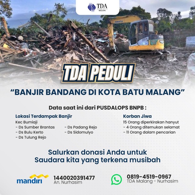TDA Malang Peduli Banjir Bandang di Kota Batu dan Malang Raya