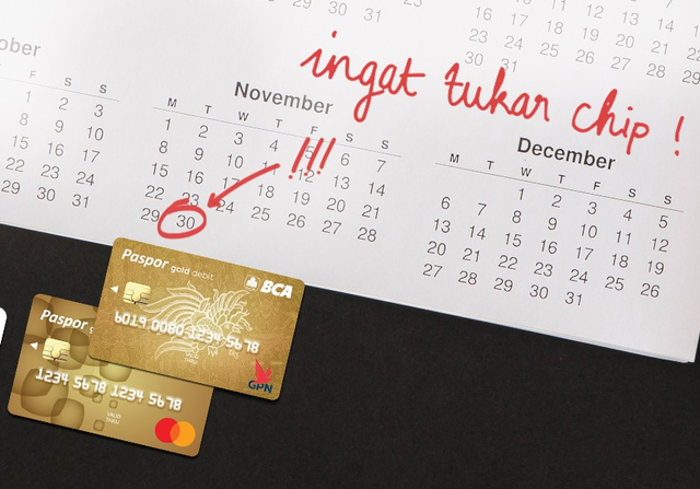 Ganti kartu ATM Anda berbasis chip sebelum tanggal 1 Desember 2021. Dok, BCA.