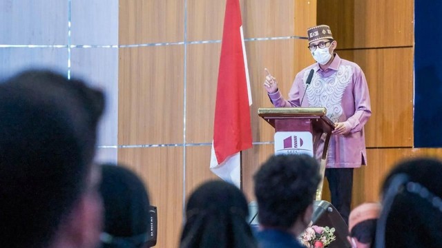 Menteri Pariwisata dan Ekonomi Kreatif/Kepala Badan Pariwisata dan Ekonomi Kreatif, Sandiaga Salahuddin Uno, mendukung pembentukan sejumlah geopark di Provinsi Gorontalo. Senin, (8/11). Foto: Dok istimewa