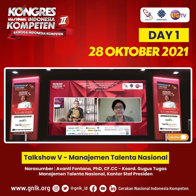 Kongres Nasional Indonesia Kompeten II pada 28-29 Oktober 2021 dengan mengangkat tema "Akselerasi SDM Kompeten dalam Penciptaan Lapangan Kerja dan  Kewirausahaan menuju Indonesia Maju". Foto: GNIK