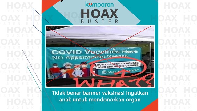 Tidak benar banner vaksinasi ingatkan anak untuk mendonorkan organ. Foto: kumparan