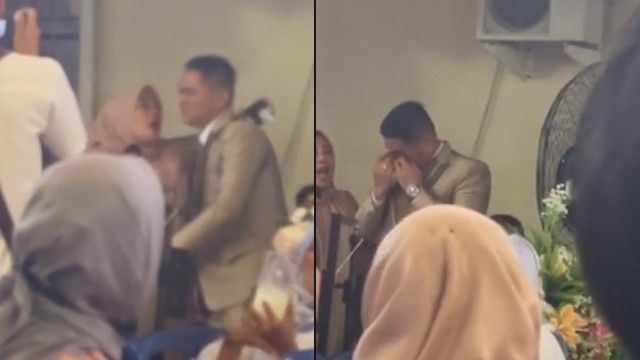 Momen ibu menyanyi di pernikahan anak. (Foto: @doinyaawal/TikTok)
